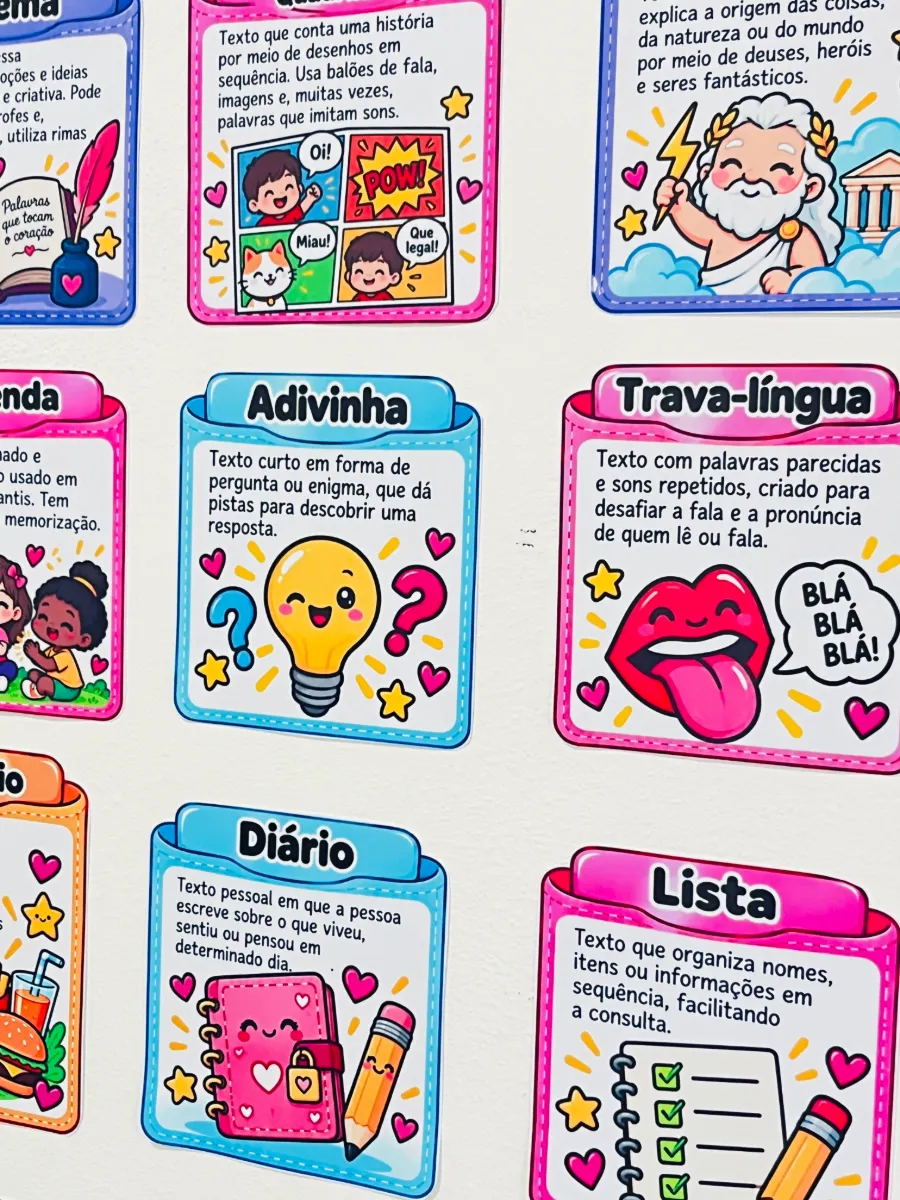 Gêneros Textuais - Recurso Pedagógico: Painel + Cards — amostra 6: Deixe suas aulas de Língua Portuguesa muito mais…