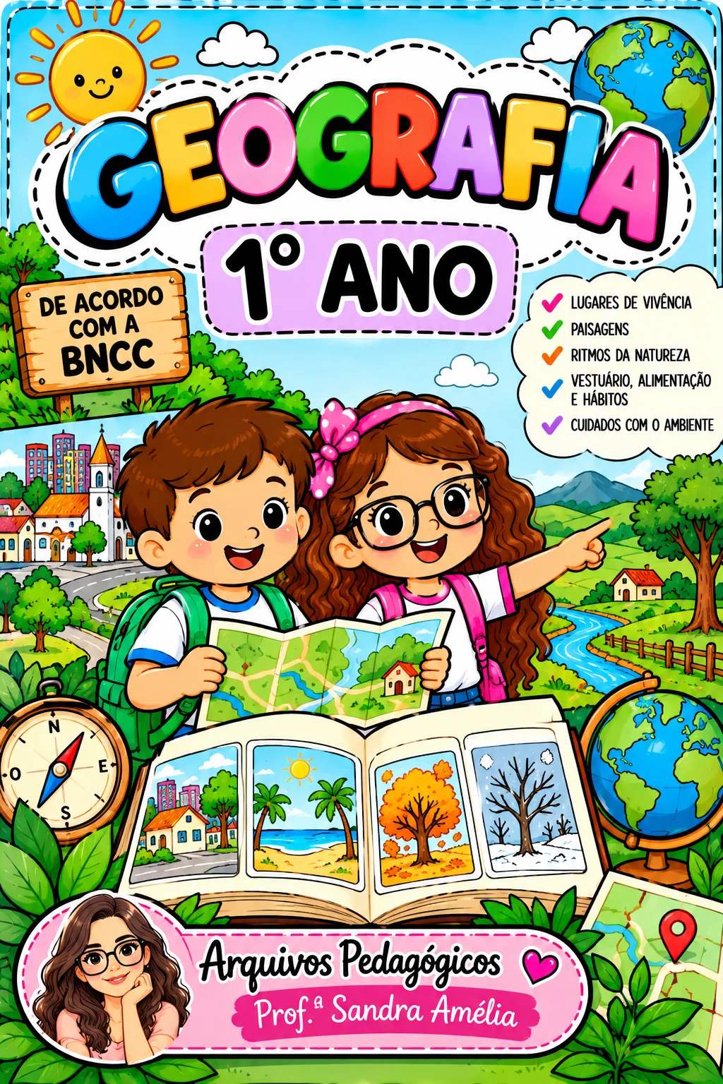 🌎📚 GEOGRAFIA – 1º ANO | ALINHADO À BNCC 🌈✏️ — amostra 1: ✨ Transforme suas aulas de Geografia em momentos de descobertas…