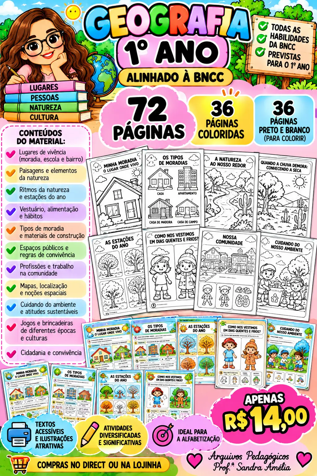 🌎📚 GEOGRAFIA – 1º ANO | ALINHADO À BNCC 🌈✏️ — Geografia para 1º ano: ✨ Transforme suas aulas de Geografia em momentos de…