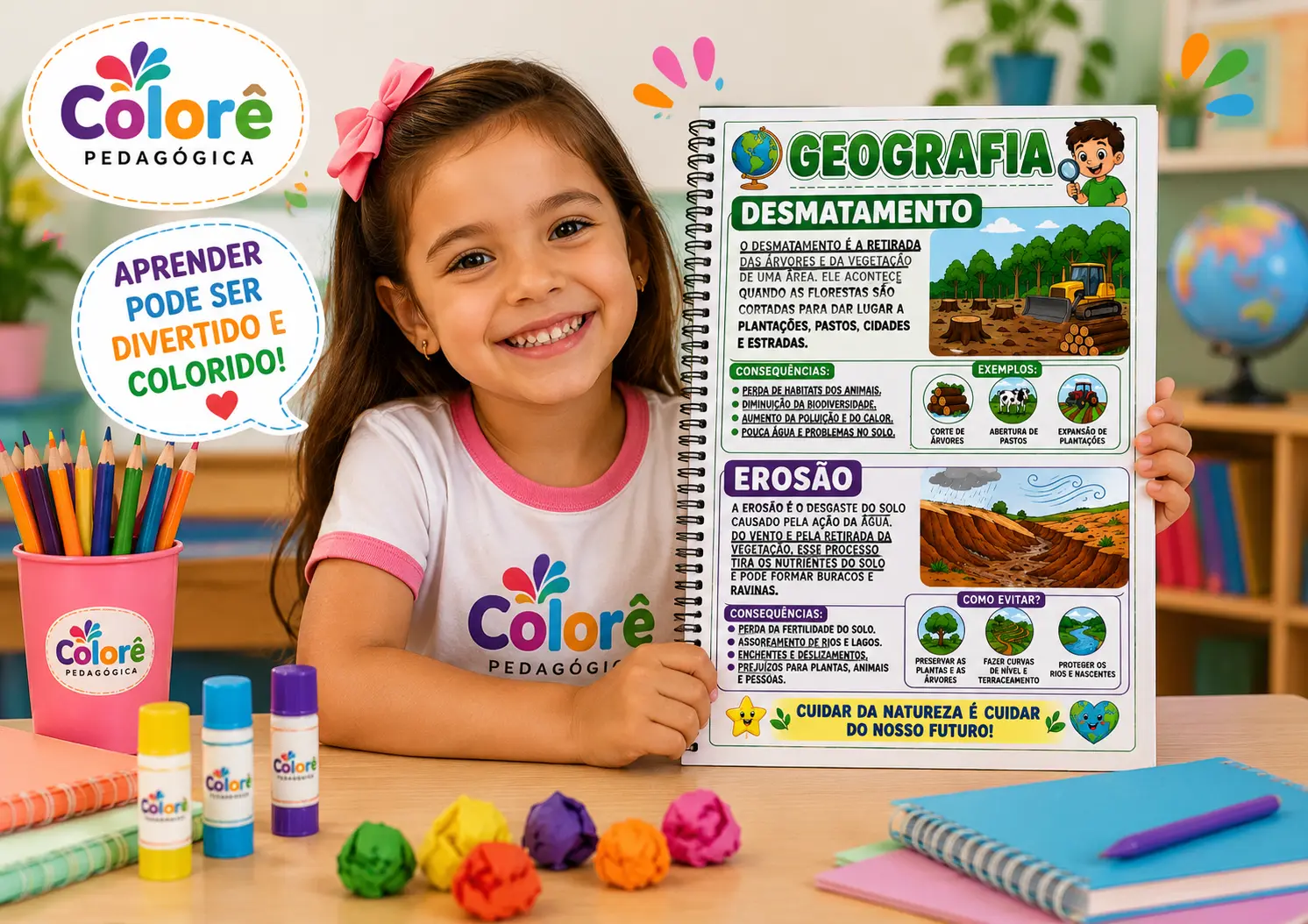 🌳🌎 GEOGRAFIA – DESMATAMENTO E EROSÃO 📚 — amostra 5: 🌳🌎 DESMATAMENTO E EROSÃO MATERIAL COM 1 FOLHA A4 Um recurso…