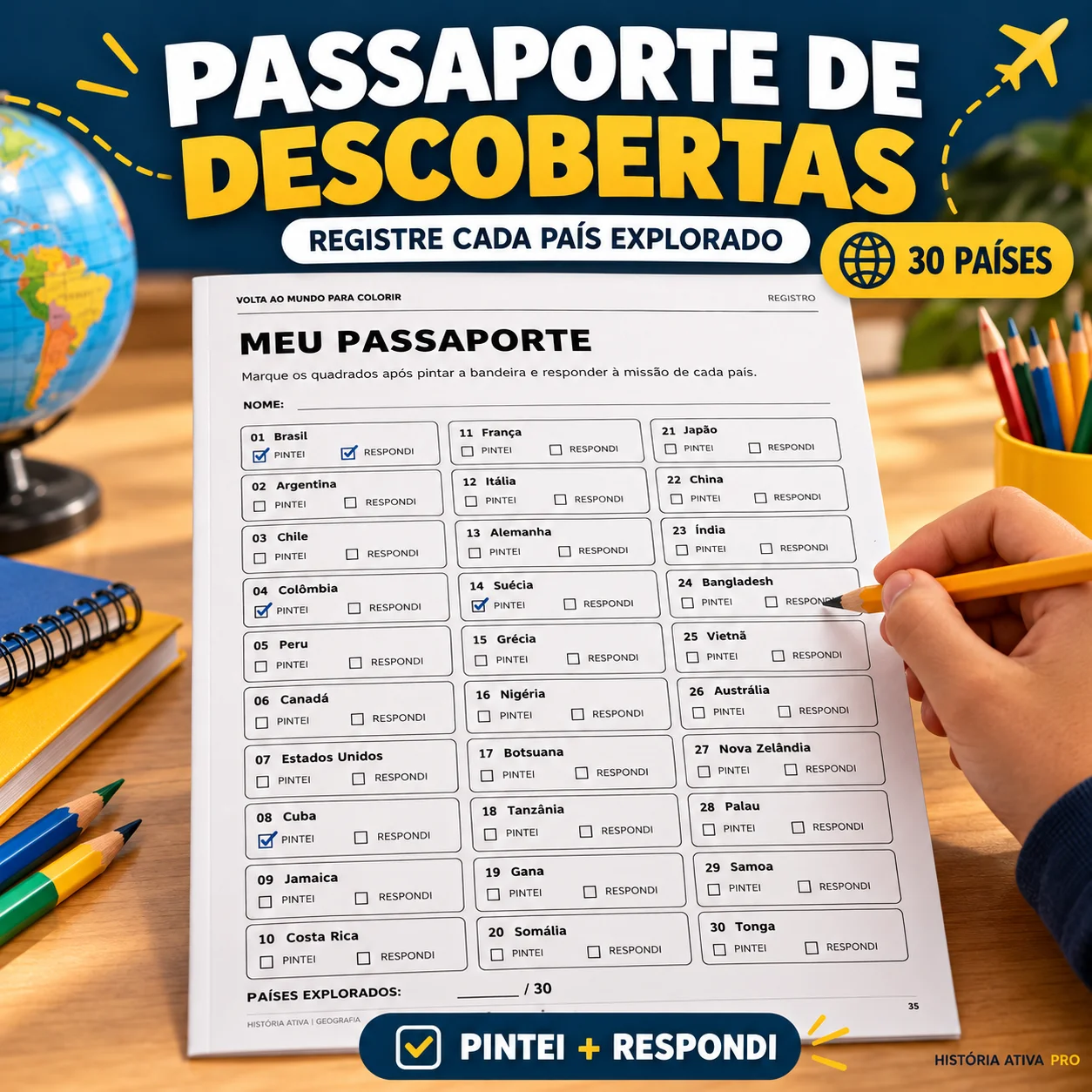 Geografia para Colorir: 30 Países do 3º ao 6º Ano — amostra 6: Explore 30 países com bandeiras para colorir, capitais e…