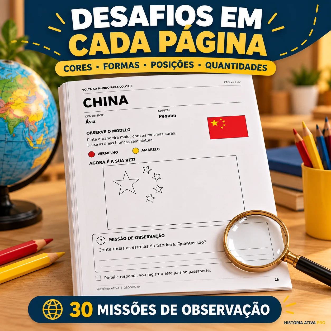 Geografia para Colorir: 30 Países do 3º ao 6º Ano — amostra 7: Explore 30 países com bandeiras para colorir, capitais e…