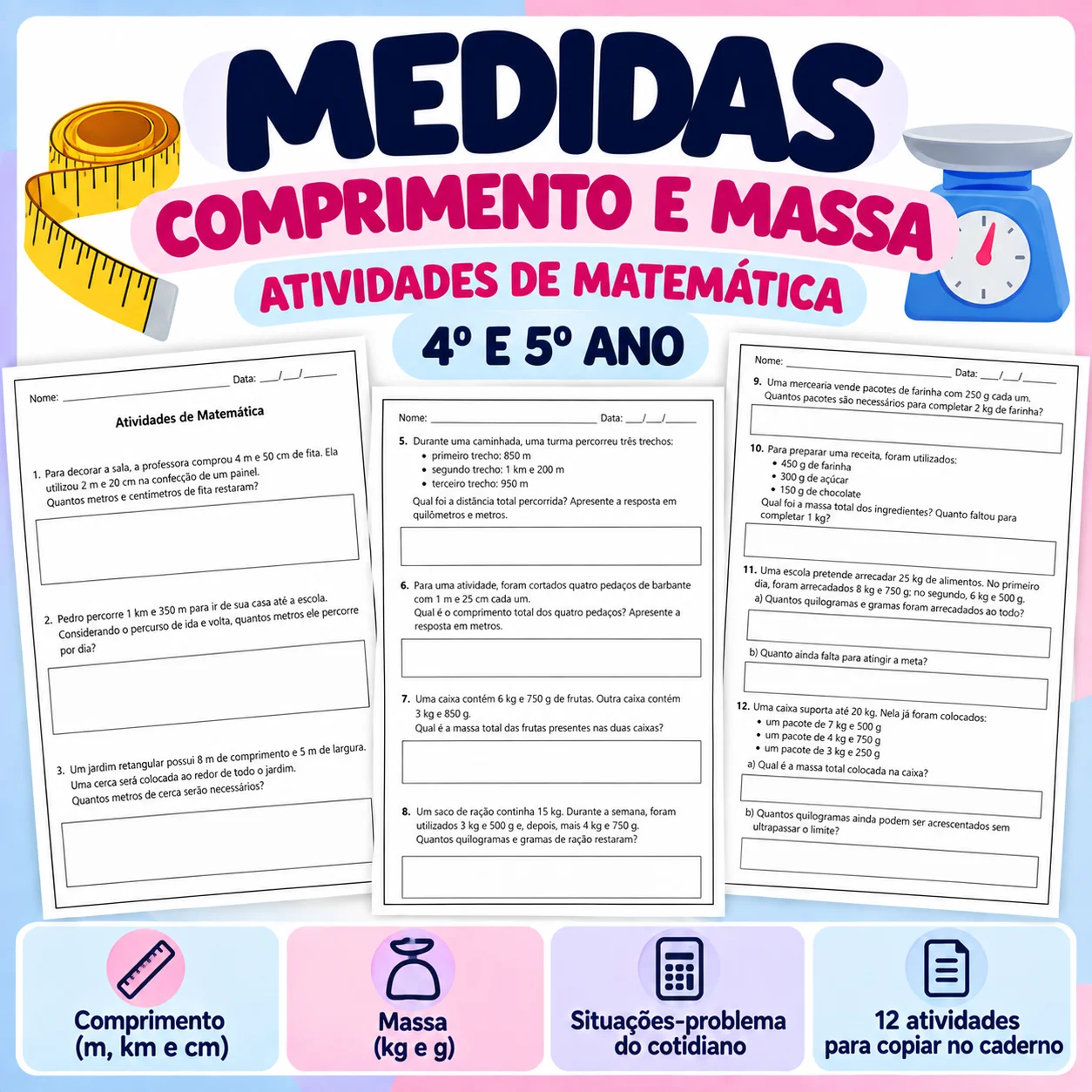 Grandezas e Medidas: Comprimento e Massa | 4º e 5º Ano — capa do material