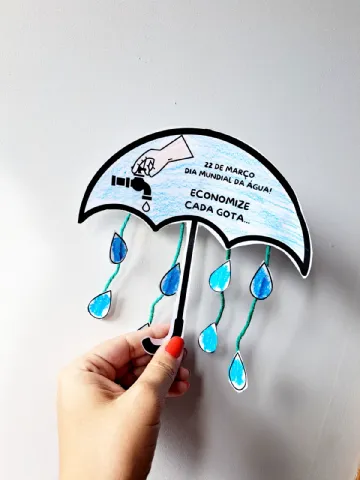 Guarda Chuva ( Dia da Água) – PDF para Imprimir — amostra 3: Atividade do Dia da Água Guarda-Chuva com Gotinhas Este…