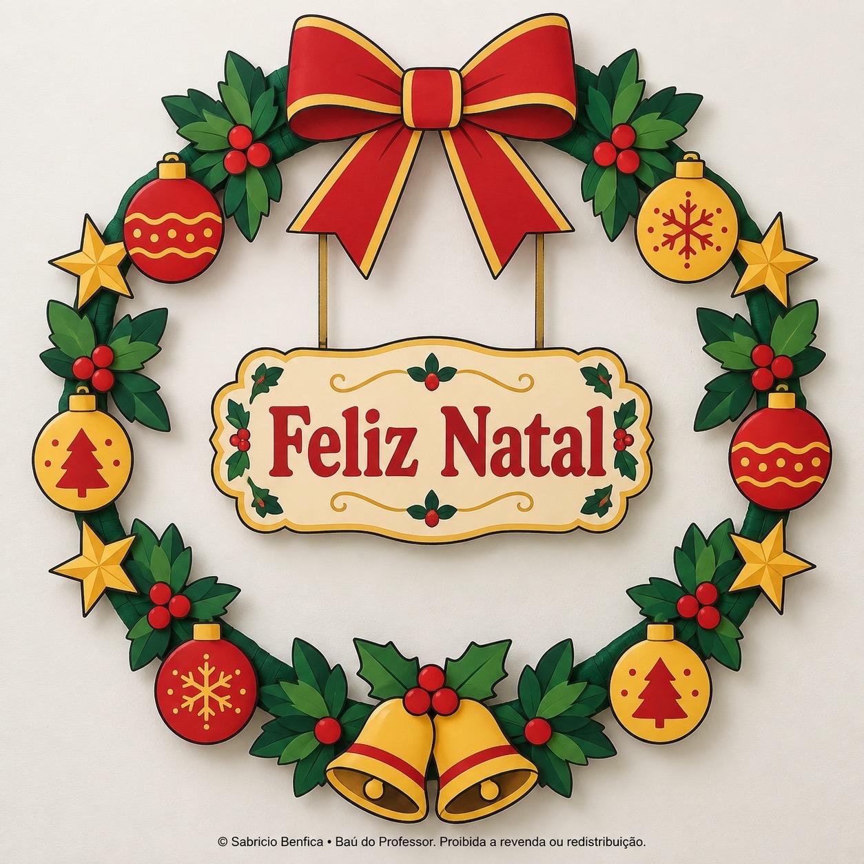 Guirlanda de Natal para Bambolê – Kit Imprimível em PDF — amostra 1: Monte uma guirlanda de Natal no bambolê