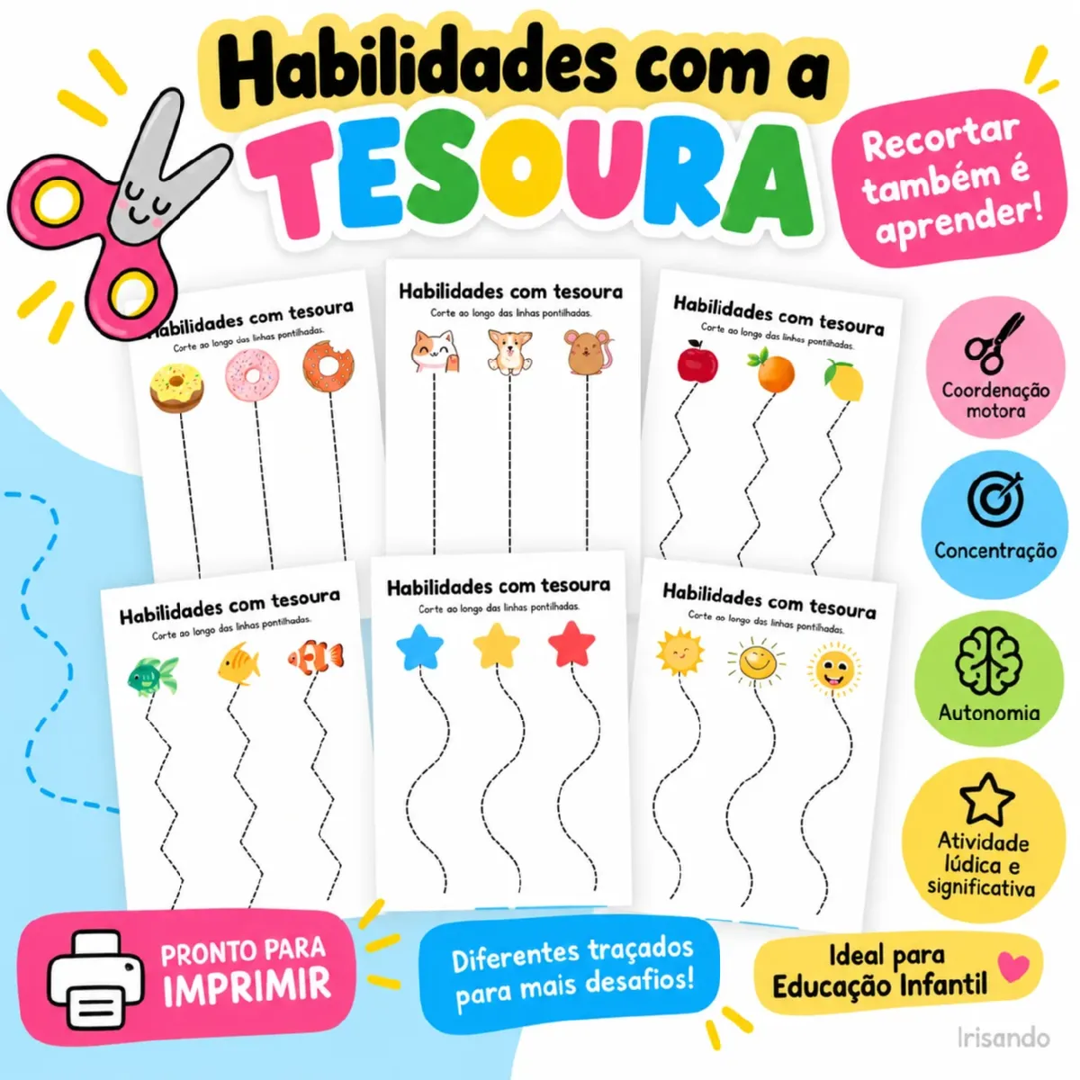 ✂️ HABILIDADES COM A TESOURA |EDUCAÇÃO INFANTIL — Atividades para Educação Infantil: Recortar também é aprender