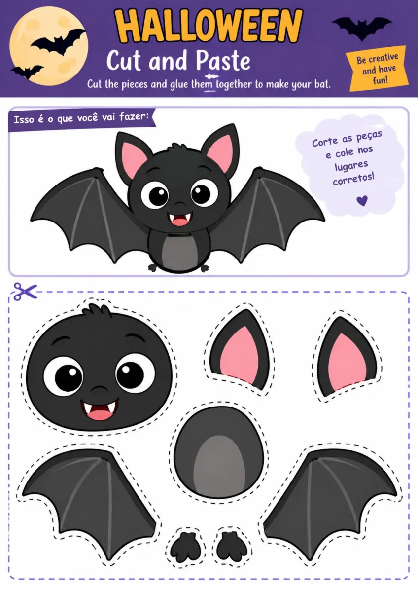 🎃 HALLOWEEN CRIATIVO – MONTE SEU PERSONAGEM! — amostra 1: 👻 Uma atividade cheia de imaginação, cores e diversão!