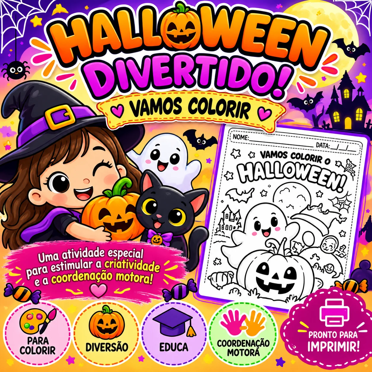 Halloween Divertido: Atividade de Colorir para Educação Infantil — capa do material