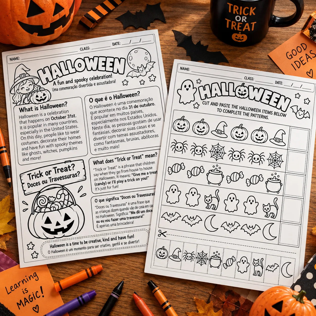 Halloween em Inglês: 15 Atividades para Imprimir e Aprender — amostra 1: Halloween em Inglês – 15 Atividades para Imprimir