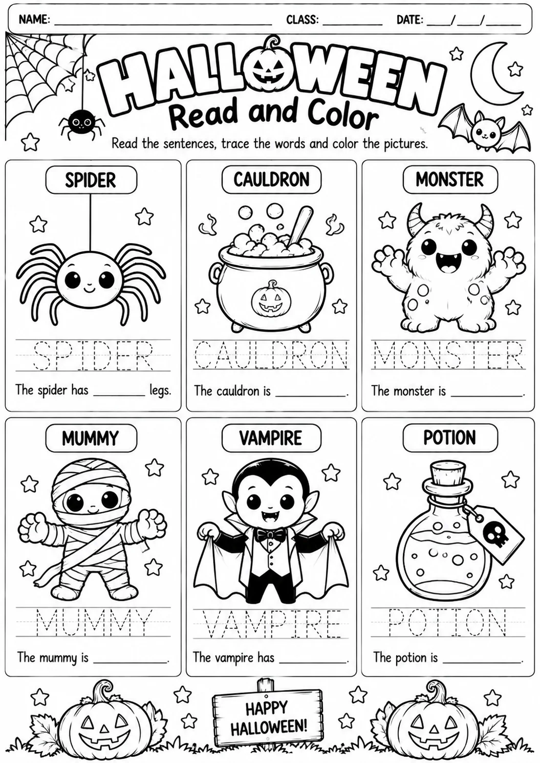 Halloween em Inglês: 15 Atividades para Imprimir e Aprender — amostra 7: 15 atividades de Halloween em inglês para imprimir…