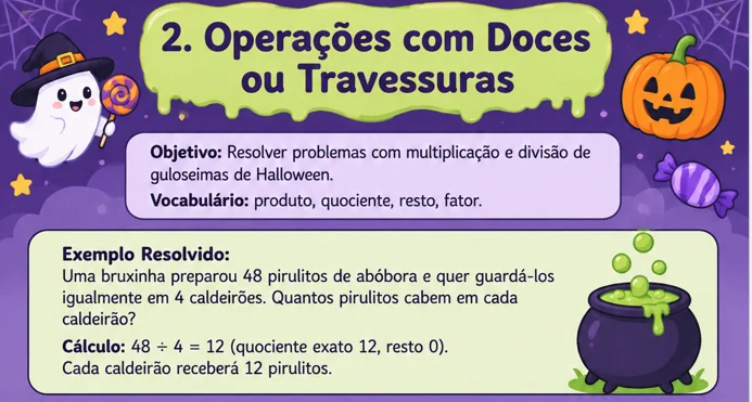 Halloween Matemático: 2 Multiplicação e Divisão para o 5º Ano — capa do material