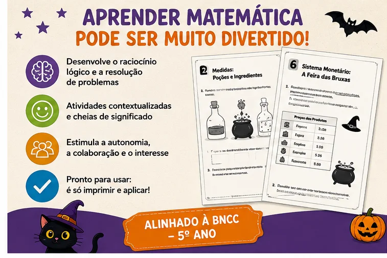 Halloween Matemático: 4 Atividades de Matemática para o 5º Ano — amostra 1: Caderno do Halloween Matemático: atividades…