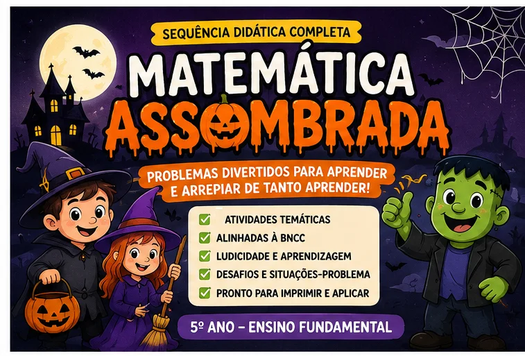 Halloween Matemático: 4 Atividades de Matemática para o 5º Ano — capa do material