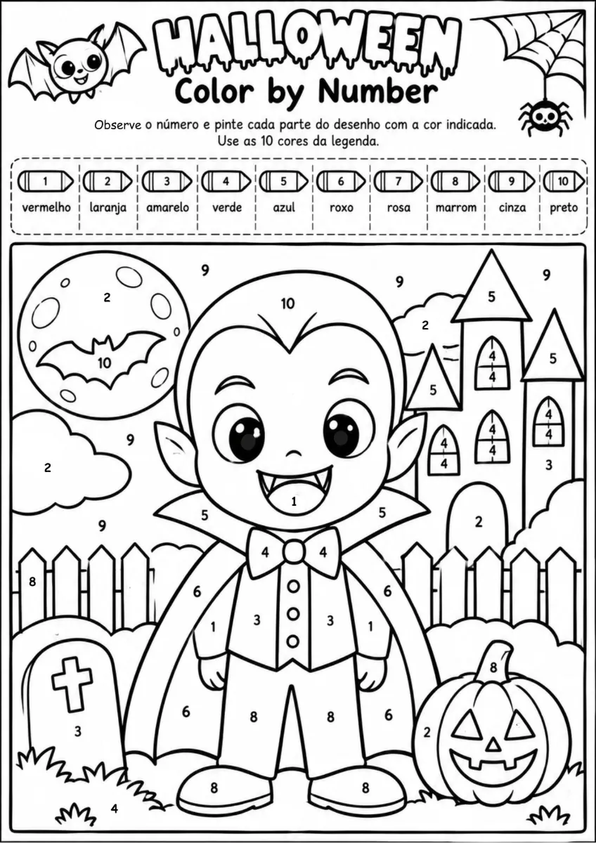 🎃Halloween Matemático – Colorir e Calcular em PDF — amostra 2: Procurando atividades práticas e criativas para trabalhar…