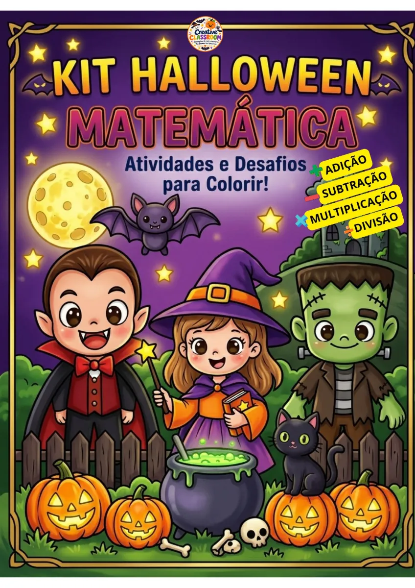 🎃Halloween Matemático – Colorir e Calcular em PDF — Atividades para 4º ano: Atividades de Halloween prontas para imprimir