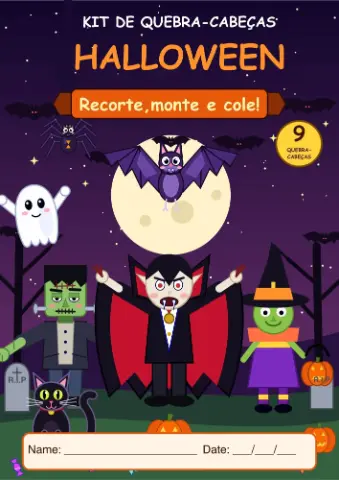 Halloween Quebra-cabeças de Recorte, Montagem e Colagem Pdf — amostra 1: 🧩 Halloween Puzzle Kit – Atividades de Recorte,…