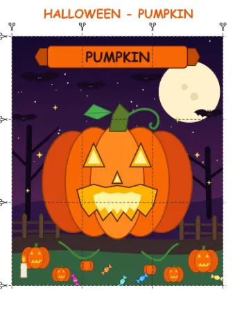 Halloween Quebra-cabeças de Recorte, Montagem e Colagem Pdf — amostra 2: 👻 Halloween 9 Quebra-cabeças Recorte e montagem