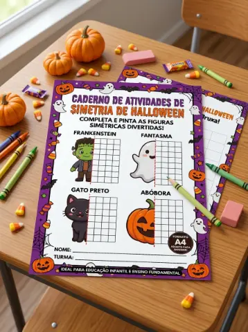 Halloween Simetria Atividade para Imprimir 1º a 9º ano — capa do material