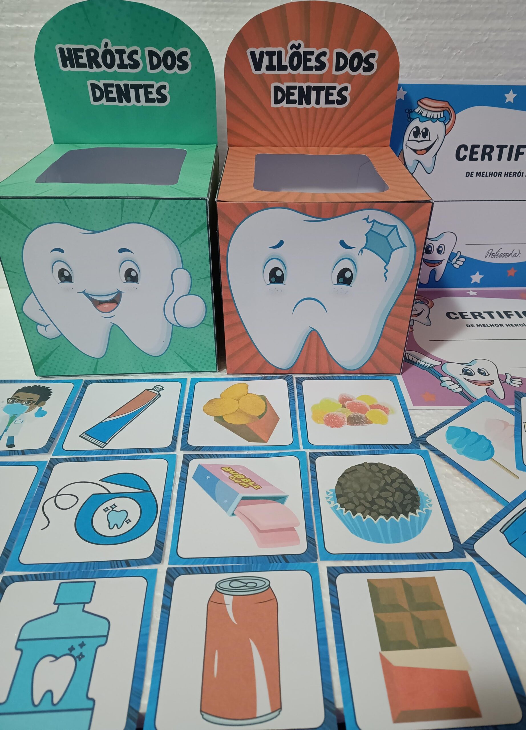 Heróis e vilões dos dentes - história na caixinha – PDF para Imprimir — amostra 2: Formato e entrega