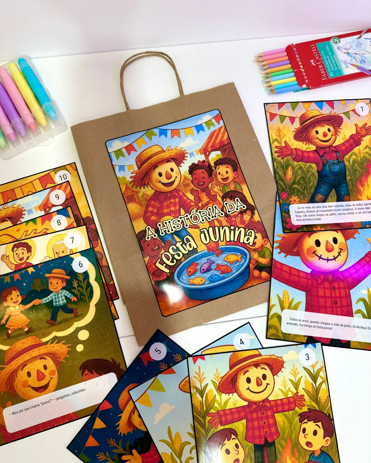 História da Festa Junina na Sacola – PDF para Imprimir — amostra 1: O que vem no material