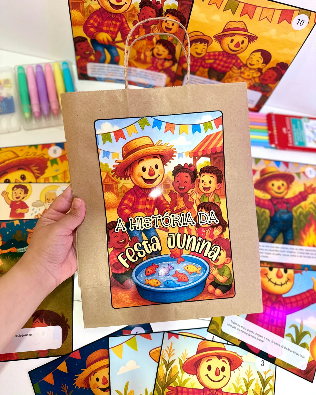 História da Festa Junina na Sacola – PDF para Imprimir — amostra 4: Um recurso lúdico e encantador para trabalhar a…