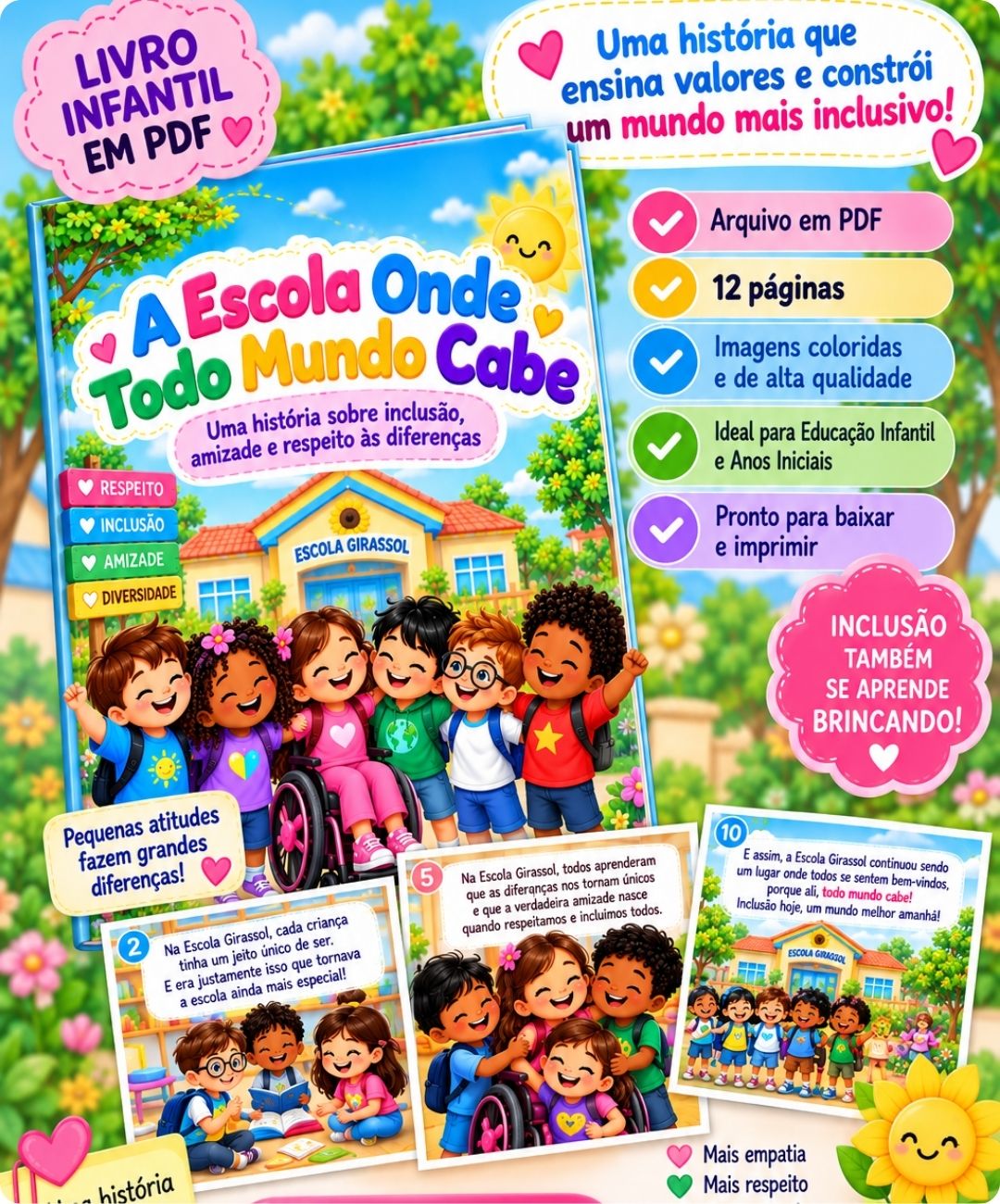 História de inclusão para imprimir na Educação Infantil — amostra 4: Para quem é indicado
