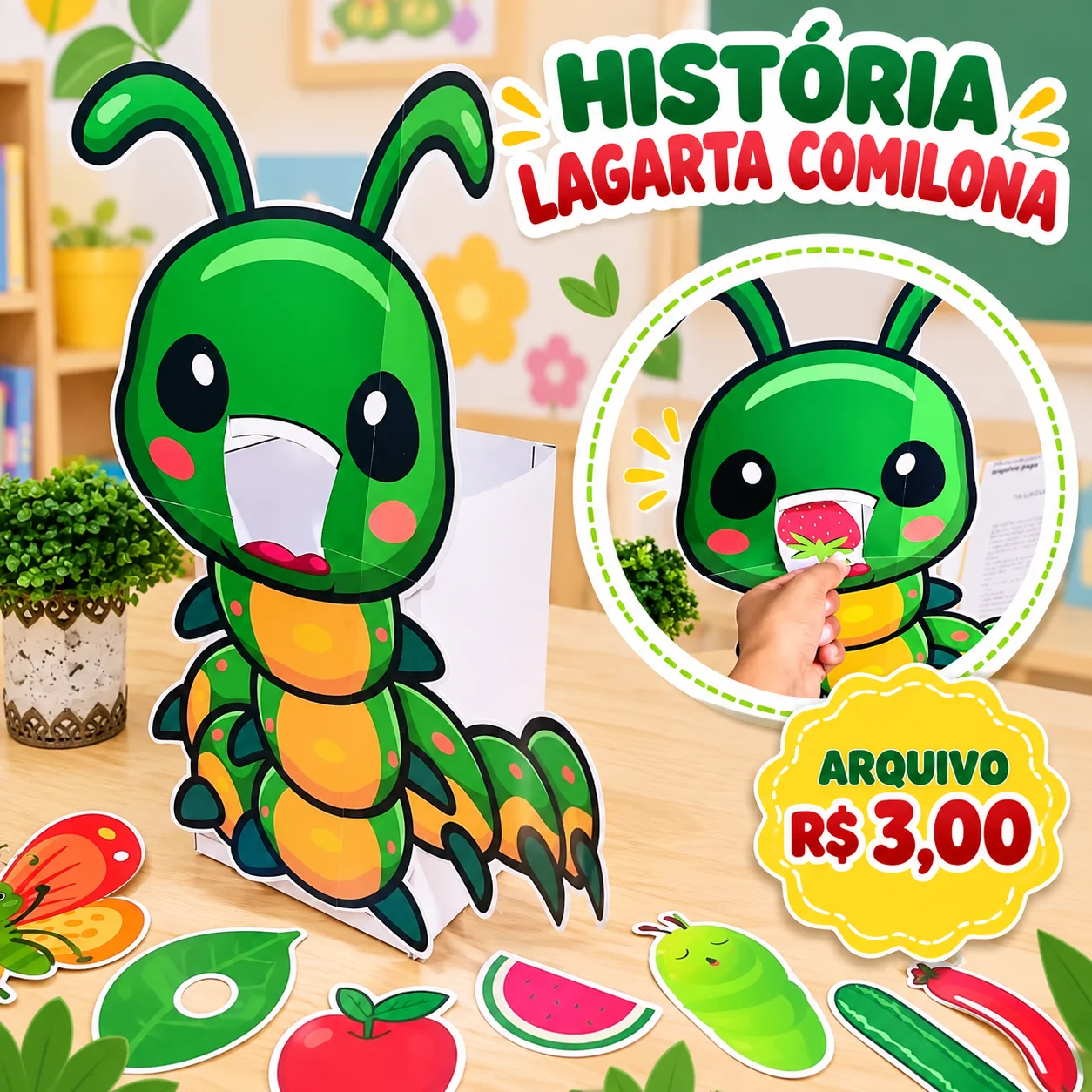 História Lagarta Comilona – Recurso para Educação Infantil — amostra 1: História Lagarta Comilona para Educação Infantil