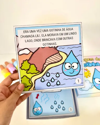 História na Caixa “A viagem da Gotinha” — amostra 3: Formato e entrega