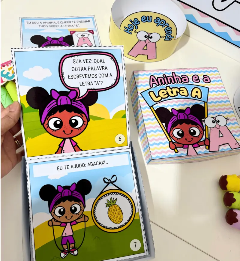 História na Caixa Letra A: Aninha, Cartaz e Coroas em PDF — Alfabetização para Educação Infantil: Explore o som e as quatro…