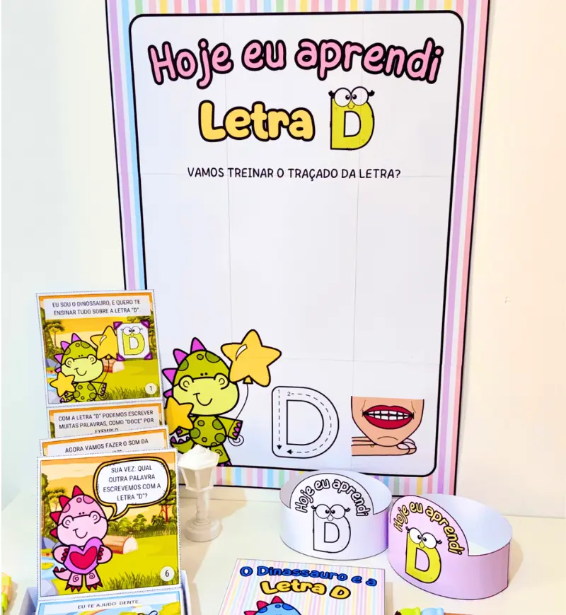 História na Caixa Letra D: Dinossauro, Cartaz e Coroas — amostra 4: Para quem o material é indicado