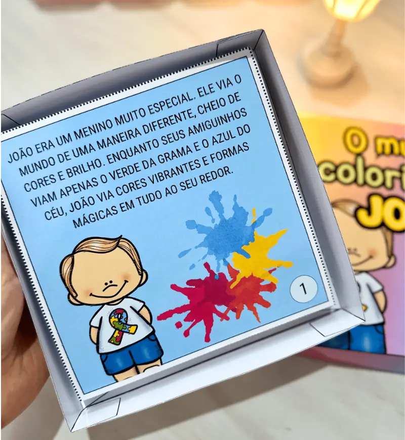 História na Caixa: O Mundo Colorido de João sobre Autismo — amostra 1: História na caixa para conversar sobre autismo
