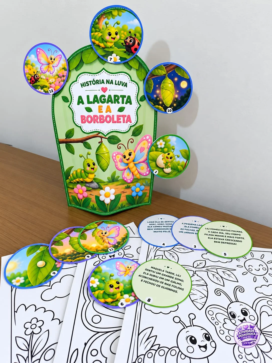 HISTÓRIA NA LUVA – A LAGARTA E A BORBOLETA 🐛💕 — capa do material