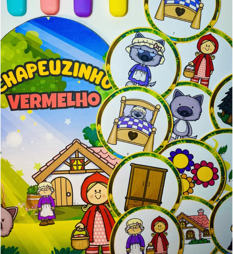 História na Luva Chapeuzinho Vermelho: PDF para Contação — amostra 2: O que acompanha o material