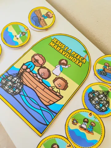 História na Luva - Jesus e a Pesca Maravilhosa — amostra 6: 📚História Bíblica na Luva: Jesus e a Pesca Maravilhosa📚 👉Um…