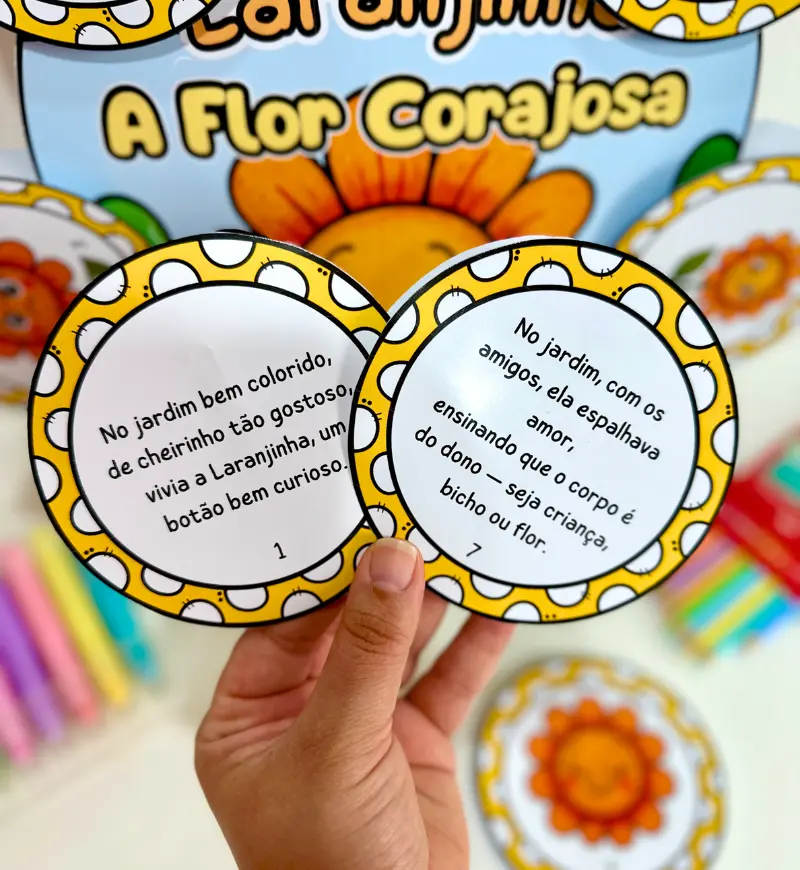 História na Luva: Laranjinha, a Florzinha Corajosa — Maio Laranja — amostra 3: Como usar em sala de aula