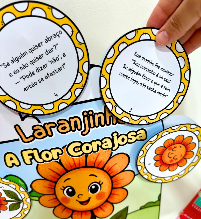 História na Luva: Laranjinha, a Florzinha Corajosa — Maio Laranja — amostra 6: Aborde o Maio Laranja com uma história na…