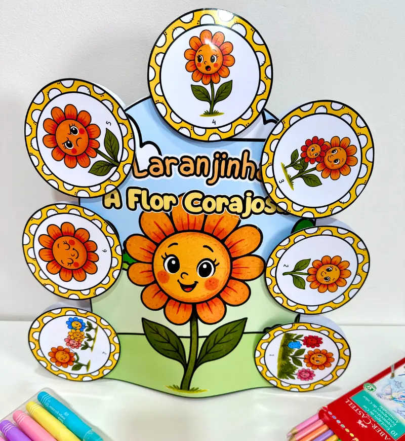História na Luva: Laranjinha, a Florzinha Corajosa — Maio Laranja — capa do material