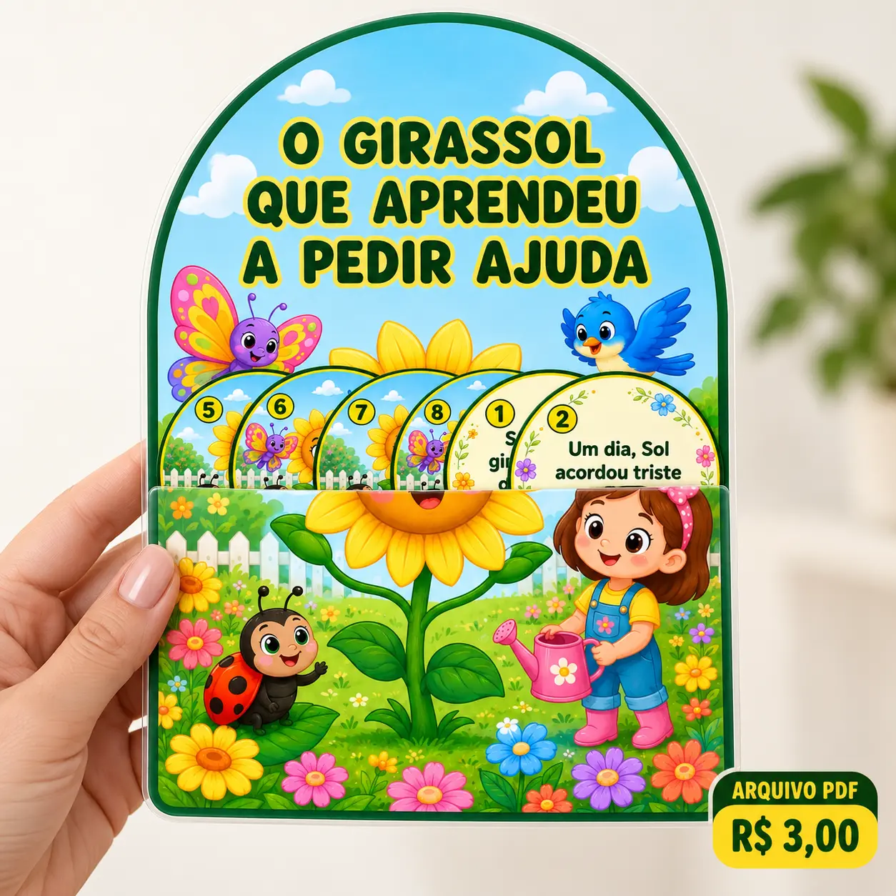 História na Luva: O Girassol que Aprendeu a Pedir Ajuda – PDF — amostra 2: O que está incluído no arquivo?