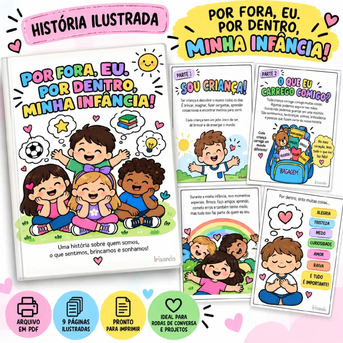 História sobre a infância - Dia das crianças — Alfabetização para Educação Infantil: Uma história infantil ilustrada em 8…