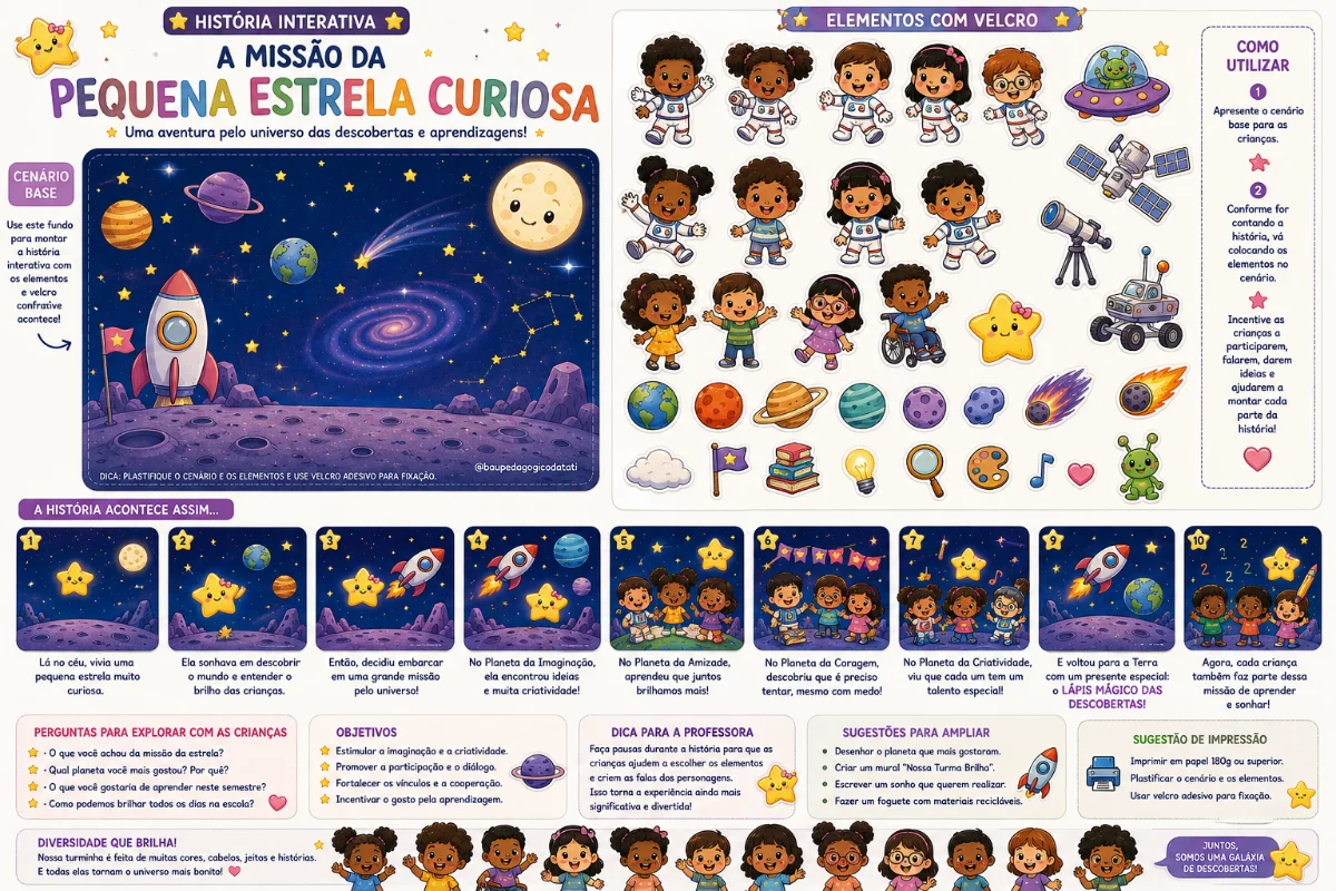 🚀 História Volta às Aulas Educação Infantil | A Missão da Pequena Estrelinha + Cenário Interativo + Lápis Mágico +Bônus —…