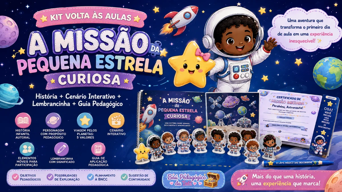 🚀 História Volta às Aulas Educação Infantil | A Missão da Pequena Estrelinha + Cenário Interativo + Lápis Mágico +Bônus — capa do material