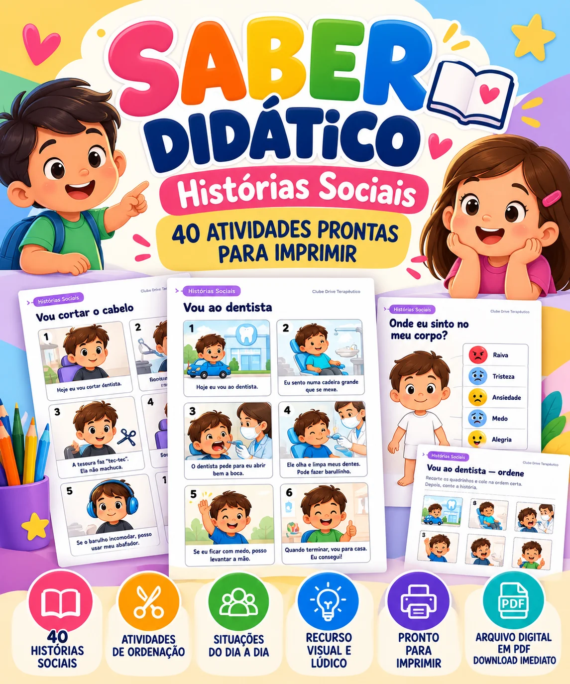 Histórias Sociais: Atividades para Imprimir — História para Educação Infantil: Material com 40 histórias sociais ilustradas…