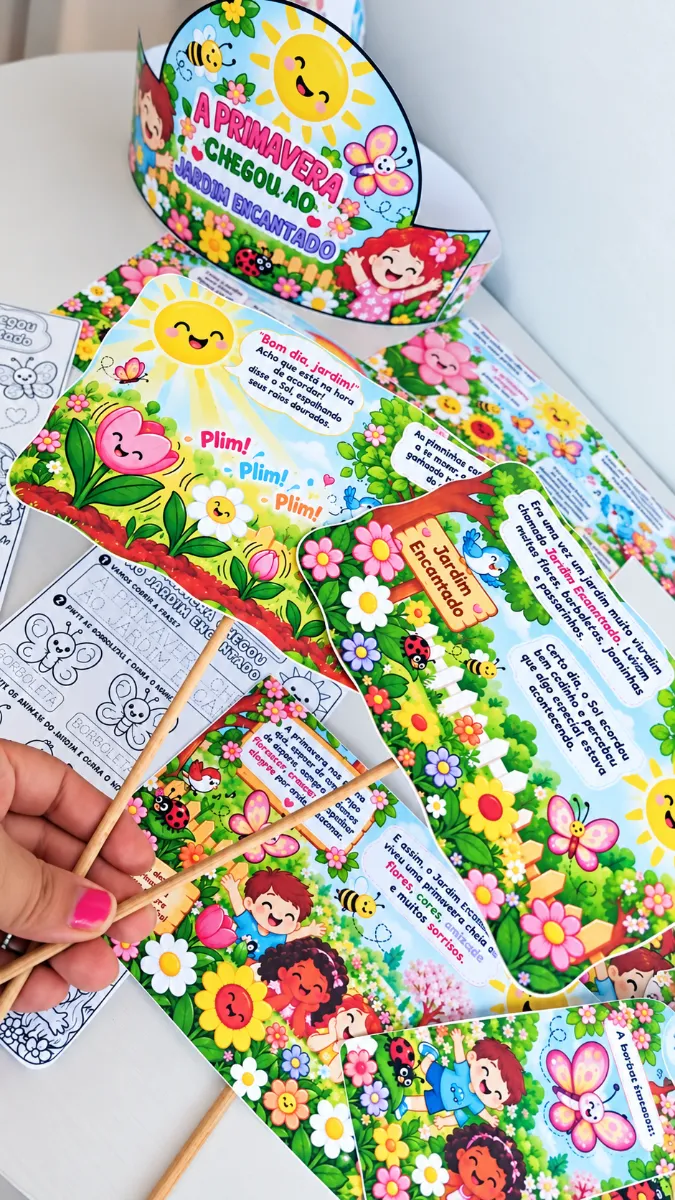 Historinha da Primavera – O Jardim Encantado em PDF — amostra 2: Historinha da Primavera – O Jardim Encantado com…