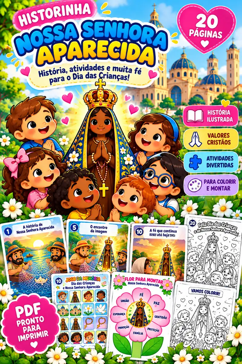 HISTORINHA INFANTIL: NOSSA SENHORA APARECIDA — A PADROEIRA DO BRASIL E O DIA DAS CRIANÇAS — Atividades para Todas as…