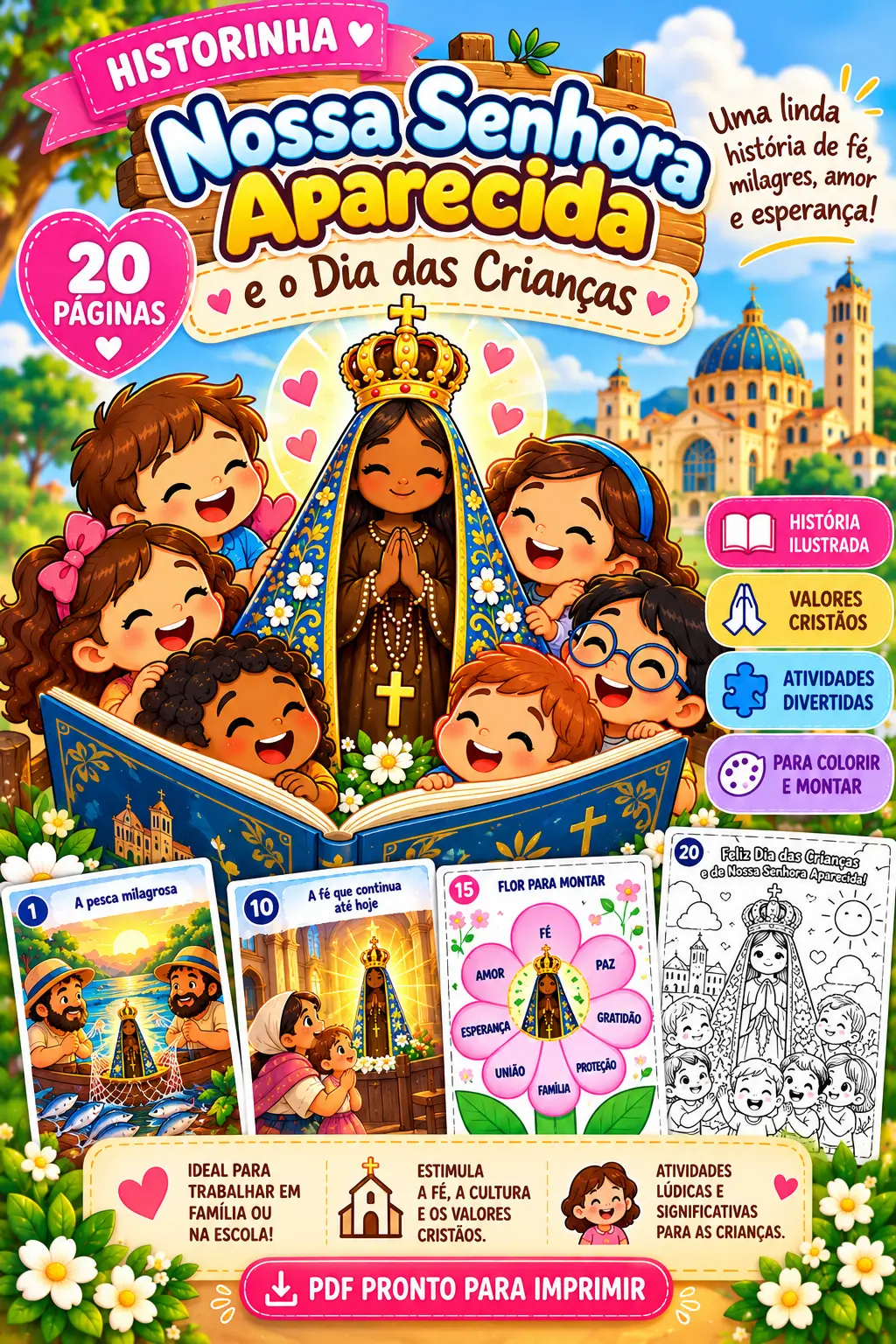HISTORINHA NOSSA SENHORA APARECIDA E O DIA DAS CRIANÇAS EM PDF — capa do material