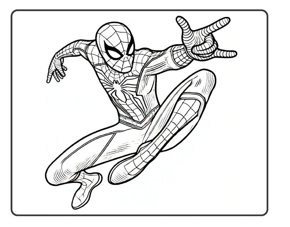 🕷️🕸️ HOMEM-ARANHA PARA COLORIR — UMA AVENTURA CHEIA DE AÇÃO! — amostra 3: O material traz ilustrações do Homem-Aranha em…