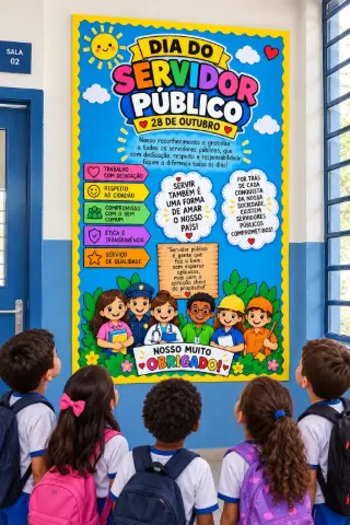 Homenagem ao Servidor Público com Painel e Cartões — amostra 4: Formato do produto