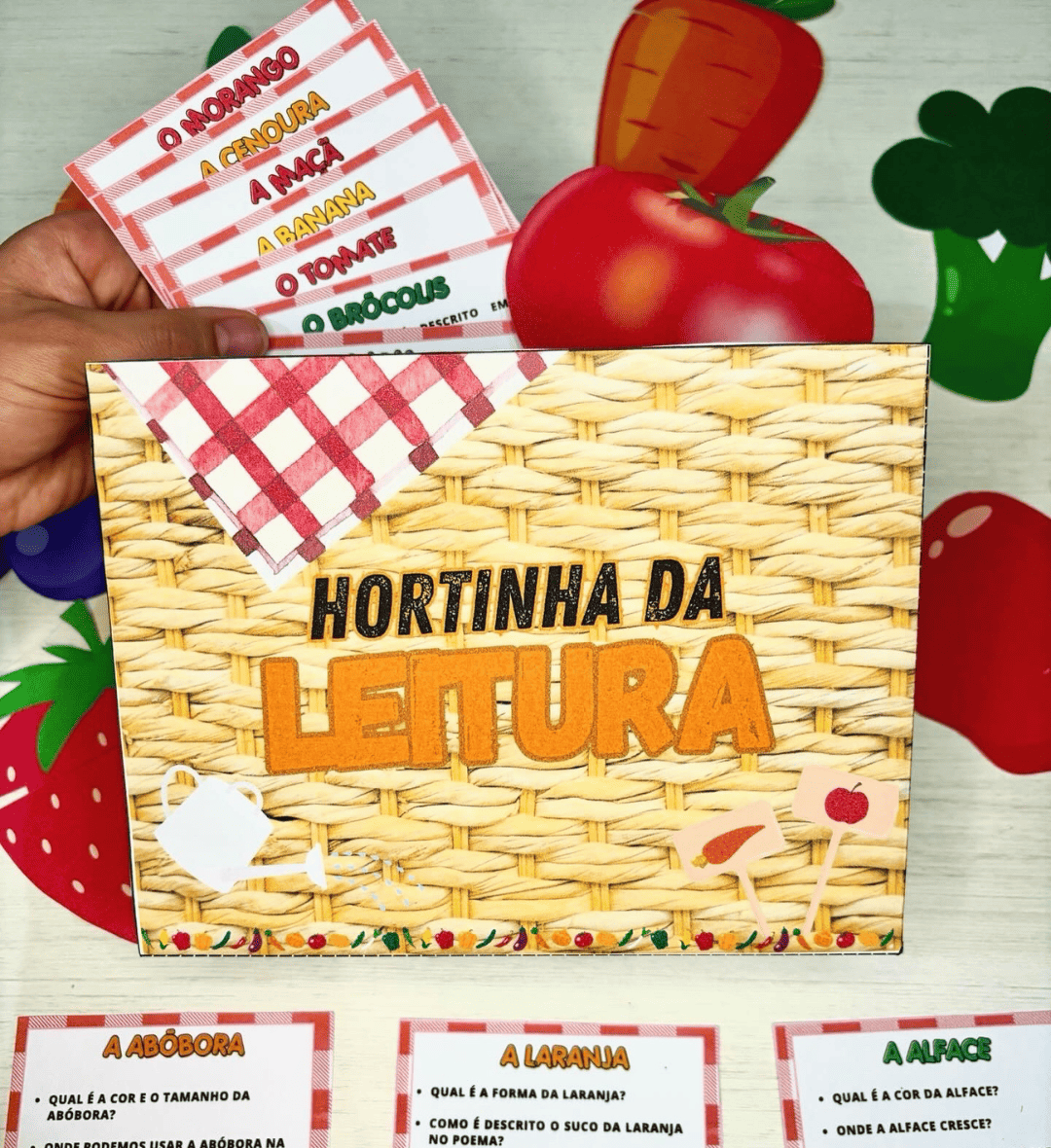 Hortinha da Leitura: Poemas e Interpretação para Alfabetização — amostra 5: Incentive a leitura com fichas de frutas e…