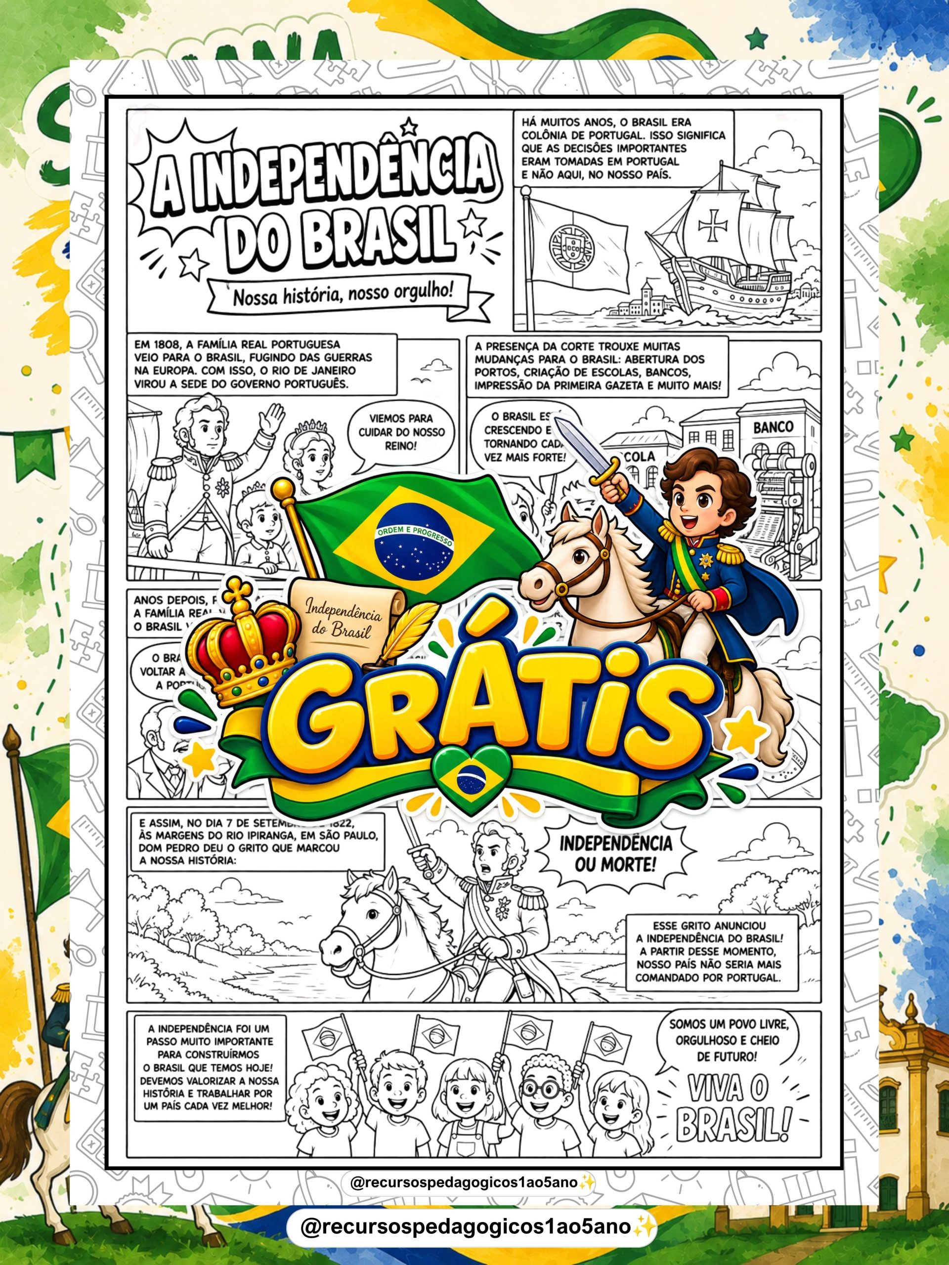 HQ - História em quadrinhos - Independência do Brasil! – Material Pedagógico — Datas comemorativas para 2º ano: HQ -…