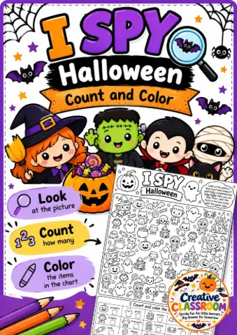 I Spy Halloween Jogo Educativo para Imprimir Pdf — amostra 1: Deixe o Halloween mais divertido
